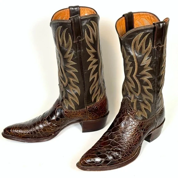 Justin Cowboy Boots - Chocolate Brown Mens Sz 8.5B Excellent Vtg Cond X-toe 9201 - Picture 3 of 12